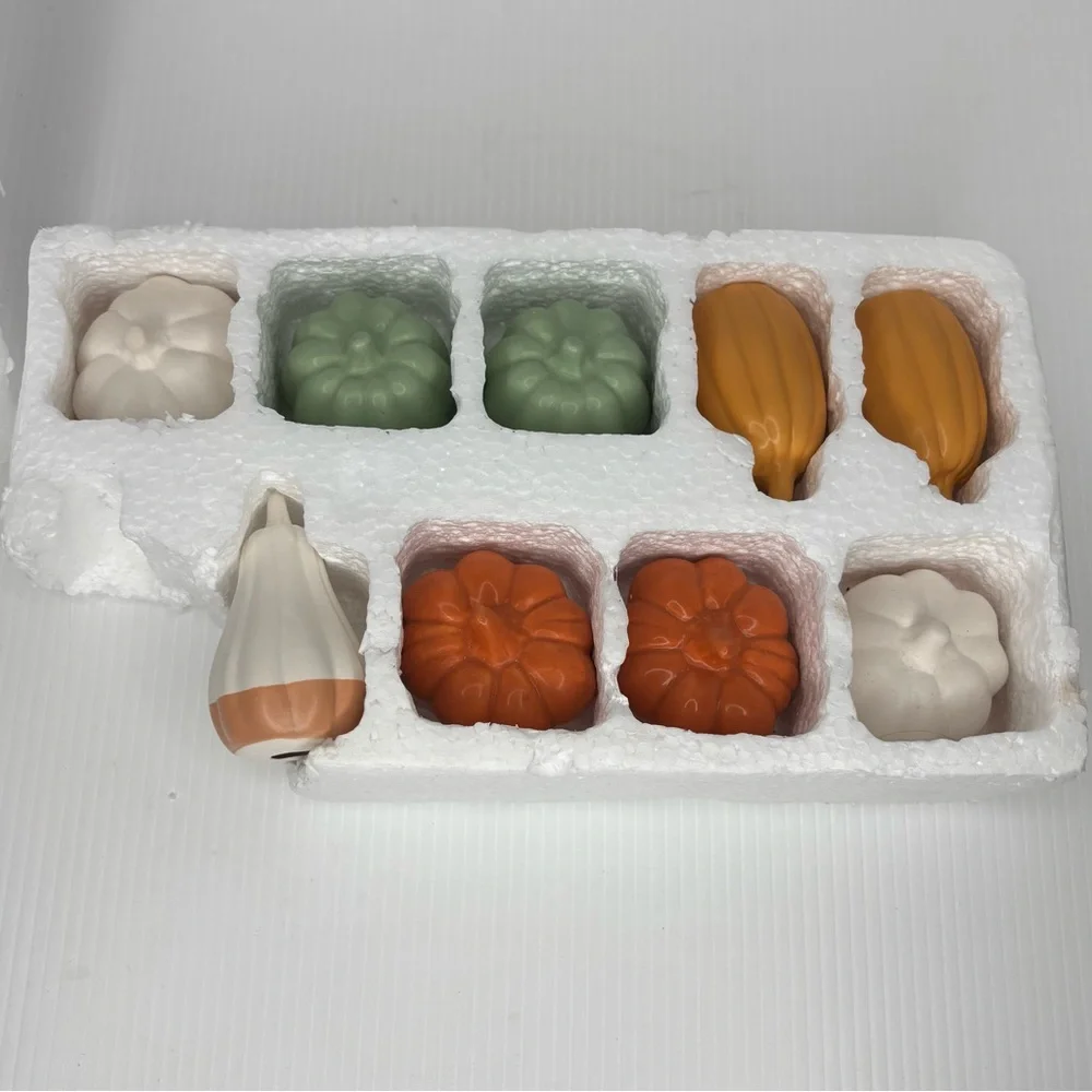 Lot of 9 Mini Ceramic Pumpkins Fall Harvest Thanksgiving Table Decor From Target